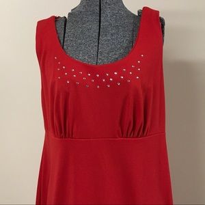 Size 16.5 Red & Rhinestone Accent Dress Plus Size